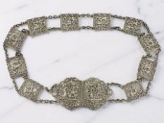 An ornate Edward VII silver belt, Walker & Hall, Sheffield 1904,