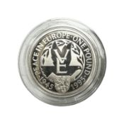 A 1995 silver proof £1 coin '50th Anniversary of Peace in Europe'