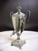 A Neo-Classical silver-plate samovar, 19th century, of twin-handled urn form,