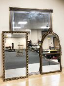 Three reproduction gilt mirrors, largest 96 cm x 63 cm.