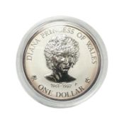 An Elizabeth II 1997 Cook Islands One Dollar Coin depicting Diana Princess of Wales,