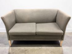 A late 20th century Scandinavian Nielaus two seater settee, in grey fabric upholstery,