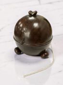 A treen string box, height 7.