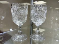 A pair of glass goblets, early 19th century,