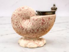 A Macintyre pottery spoon warmer in the form of a nautilus shell,