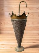 A metal and wicker stick stand in the form of an umbrella, height 71 cm.