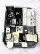 Assorted costume jewellery, some silver items, Monet necklaces,