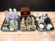 A collection of ceramics and glass including pair of Ringtons caddies, various figurines,