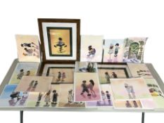 R Scott (Contemporary) : Study of a boy on a bike, 33 cm x 23 cm,