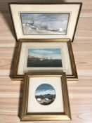 20th Century School : Fishing boats moored on a beech, watercolour, indistinctly signed,