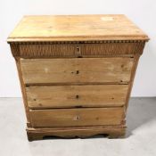 A 19th century Scandinavian pine four drawer chest, 72 cm x 43 cm x 80 cm.
