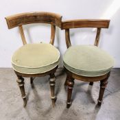 Two antique continental mahogany and walnut occasional chairs.