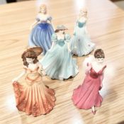 Four Coalport porcelain ladies to include Ladies of Fashion 'Lady in Red', 'Summertime' No.