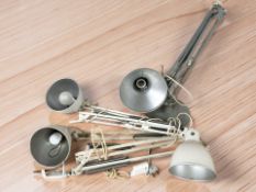 A group of metal angle poised lamps.