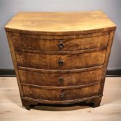 A 19th century continental satin walnut bow front four drawer chest, 75 cm x 45 cm x 84 cm.