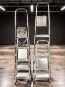 Four aluminium step ladders.