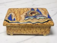 A scarce Carlton Ware Awakening pattern rectangular porcelain trinket box and cover, width 15 cm.