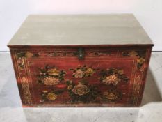 A 20th century Chinese lacquered elm box, 82 cm x 53 cm x 50 cm.