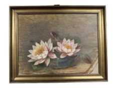 Danish School : Still life of flowers in a bowl, oil on canvas, 43 cm x 33 cm.