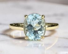 A 2ct natural blue topaz dress ring, size O/P.