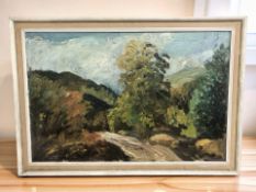 20th Century School: Impressionist rural landscape, oil on canvas laid to board, 40 cm x 59 cm.