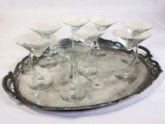 A large EPNS twin handled oval serving platter, width 61 cm,