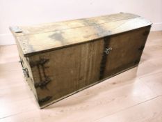 A 19th century continental oak domed top blanket chest with iron fittings, length 146 cm.