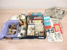 Miscellaneous wares including Piggin ornaments, vintage annuals, stamp album, scrap book, voltmeter,