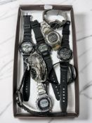 Eight Casio quartz wristwatches and a further Citizen Eco Drive quartz calendar wristwatch.