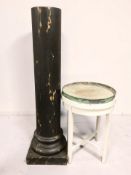 A painted circular table with metal tray, diameter 50 cm,