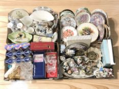 Assorted collector's plates, ceramics, porcelain figures, drinking glasses, crystal, etc.