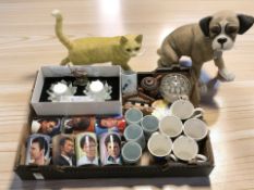 A quantity of Danbury Mint porcelain mugs, other ceramics, dog and cat figurines.