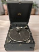 An HMV gramophone.