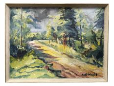 Danish School : A road through woodland, oil on canvas, 85 cm x 64 cm.
