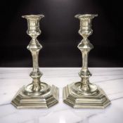 A pair of Edward VII silver candlesticks, Elkington & Co, London 1909,