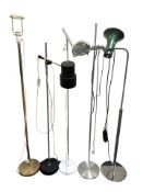 Five various metal standard lamps (continental plugs)