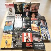 A group of autobiographies including Bobby Robson, Wayne Rooney, Alex Ferguson, etc.