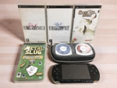 A Sony PSP console and several games including Final Fantasy, etc.