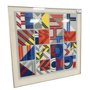 A Danish lithographic abstract print, 58 cm x 58 cm.