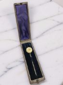 A Victorian old-cut diamond stick pin in yellow gold, length 7cm CONDITION REPORT: 3.