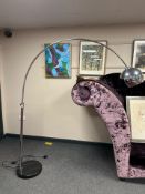 A 20th century adjustable cantilever floor lamp on marble base.