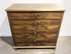 An early 20th century continental mahogany four drawer chest, 94 cm x 50 cm x 90 cm.