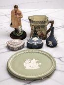 A Royal Doulton figure 'The Shepherd' HN1975, a Royal Doulton Oliver Twist jug,