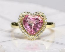 A silver gilt dress ring set with 3ct natural pink topaz,