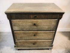 A 19th century Scandinavian oak four drawer chest, 71 cm x 39 cm x 76 cm.