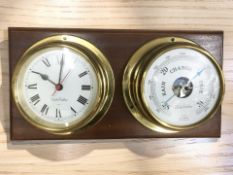 A reproduction ship's style brass cased quartz timepiece, signed 'Foster Gallear',