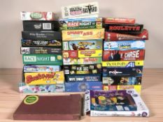 A collection of board games.