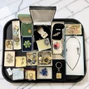 A group of costume jewellery, vintage dress ring, antique locket, etc.
