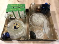 Assorted Scandinavian glass bowls, vases, blue glass ewer with matching glasses, etc.