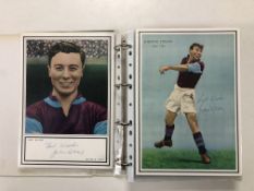 A folder containing a collection of reproduction footballer cards and photographic prints with
